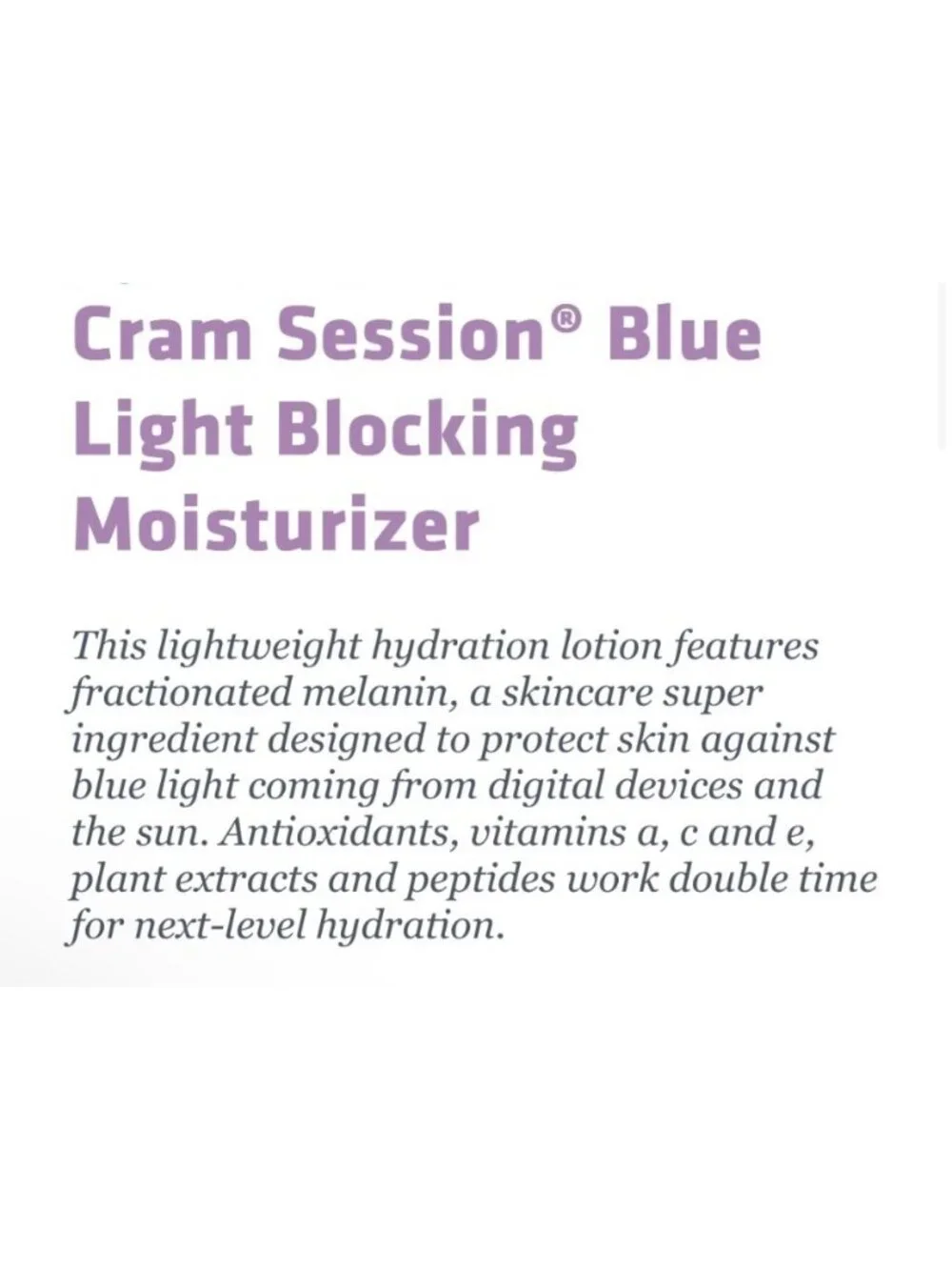 Higher Education Moisture Cream Cram Session  1.7 fl oz NWT Blue Light Blocking